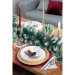 Ág MagicHome Karácsony, tobozokkal és jutaszalaggal, fehér, 15 cm