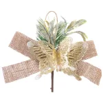 Ág MagicHome Karácsony, pillangóval és jutaszalaggal, arany, 18 cm