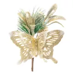Ág MagicHome Karácsony, pillangóval és jutaszalaggal, arany, 18 cm