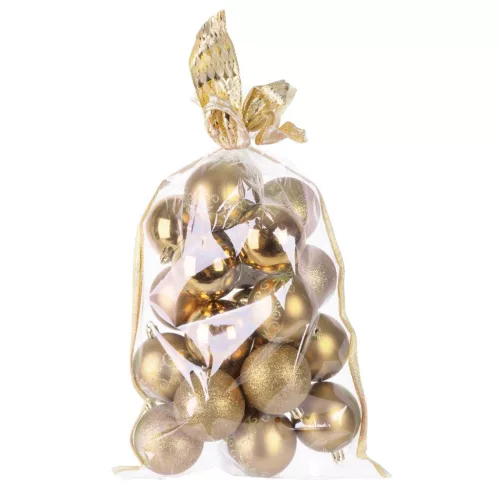 MagicHome karácsonyi gömbök, 20 db, 6 cm, arany, karácsonyfára