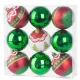 Gömbök MagicHome Karácsony, 9 db, piros - zöld, dekorációval, karácsonyfára, 6 cm