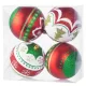 Gömbök MagicHome Karácsony, 4 db, piros - zöld, ornamentikával, karácsonyfára, 10 cm