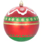Gömbök MagicHome Karácsony, 4 db, piros - zöld, ornamentikával, karácsonyfára, 10 cm