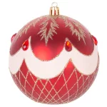 Gömbök MagicHome Karácsony, 4 db, piros, ornamentikával, karácsonyfára, 10 cm
