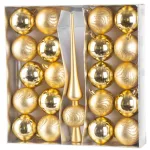 MagicHome karácsonyi gömbök, készlet, 21 db, 6 cm, arany, csúcs, karácsonyfára