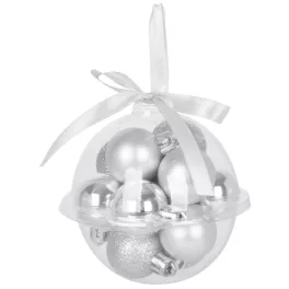   Gömbök MagicHome Karácsony, 12 db-os csomag, 3 cm, ezüst, karácsonyfára