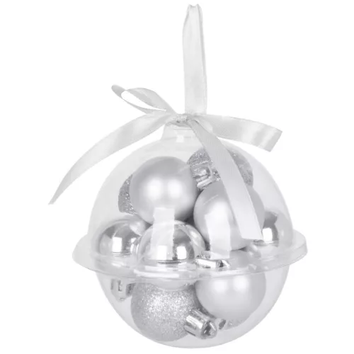 Gömbök MagicHome Karácsony, 12 db-os csomag, 3 cm, ezüst, karácsonyfára