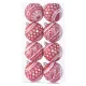 Gömbök MagicHome Karácsony, 8 db, 6 cm, piros fehér ornamentikával, csillámokkal, karácsonyfára