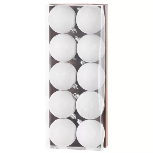 Gömbök MagicHome Karácsony, 10 db, fehér, karácsonyfára, 6 cm