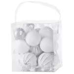 MagicHome karácsonyi gömbök, 31 db, fehér-ezüst, mix, karácsonyfára, 3-6 cm