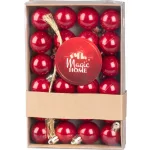 Gömbök MagicHome Karácsony, 24 db, készlet, piros, karácsonyfára, 3 cm