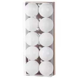   Gömbök MagicHome Karácsony, 10 db, fehér, karácsonyfára, 6 cm