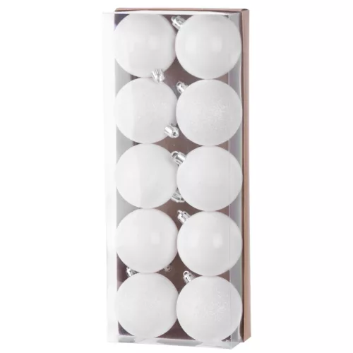 Gömbök MagicHome Karácsony, 10 db, fehér, karácsonyfára, 6 cm