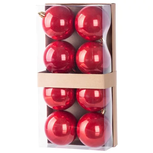 Gömbök MagicHome Karácsony, 8 db, piros, karácsonyfára, 7 cm