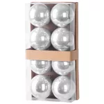 Gömbök MagicHome Karácsony, 8 db, ezüst, karácsonyfára, 7 cm