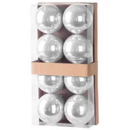   Gömbök MagicHome Karácsony, 8 db, ezüst, karácsonyfára, 7 cm