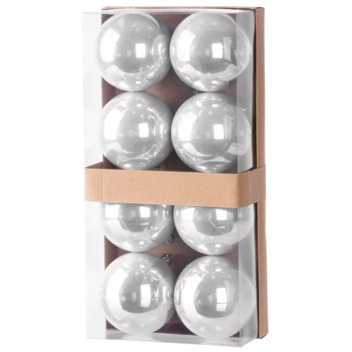 Gömbök MagicHome Karácsony, 8 db, ezüst, karácsonyfára, 7 cm