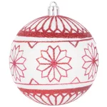 Gömbök MagicHome Karácsony, 6 db, 8 cm, piros - fehér, csillámokkal, karácsonyfára