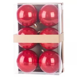   Gömbök MagicHome Karácsony, 6 db, piros, karácsonyfára, 8 cm