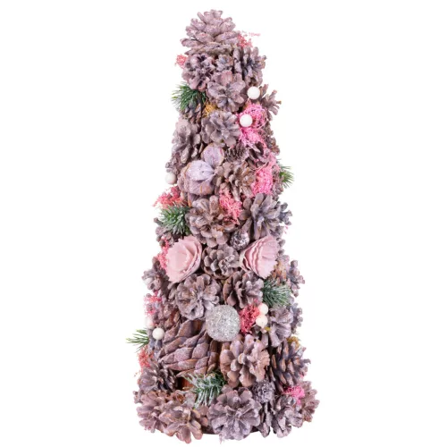 MagicHome műfenyő, feldíszített, rózsaszín, 40 cm