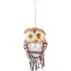 Bagoly MagicHome Karácsony, barna, havas, 19x11x5 cm