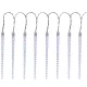 Fényfüggöny, MagicHome Vianoce Icicle, 288 LED, 350 cm, hidegfehér, 8 jégcsappal, vízesés hatás, 230 V, 50 Hz, kültéri, átlátszó kábel