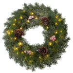 Koszorú MagicHome, karácsonyi, természetes, havas, 48x LED, IP20, 2xAA, 40 cm
