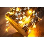 Füzér MagicHome Karácsonyi Levél dekoráció, 20x meleg fehér mLED, 2xAA, IP20, beltéri, világítás, Ho