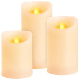   LED gyertya szett, MagicHome Vianoce, 3 db, melegfehér fény, valódi viasz, mozgó láng, időzítő (6/18 óra), távirányítós, elemes (3x AAA), IP20