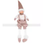MagicHome karácsonyi dekoráció, fiú figura magas kalappal, szövet, 17 x 12 x 54 cm, barna-fehér
