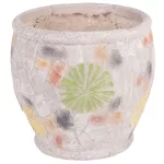 Kerámia virágcserép, MagicHome, mozaikkal díszített, átmérő: 27,5 cm, magasság: 25 cm, kézzel kirakott minták, kerek