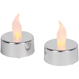   Gyertyák MagicHome Karácsonyi, LED mécses, szett 2 db, ezüst, sírra, mozgó láng