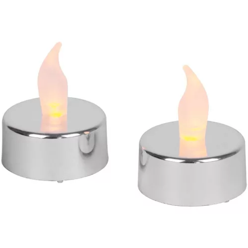 Gyertyák MagicHome Karácsonyi, LED mécses, szett 2 db, ezüst, sírra, mozgó láng