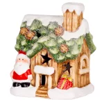 Dekoráció MagicHome Karácsony, házikó Mikulással, LED, terrakotta, 10x8,3x12,2 cm