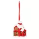Dekoráció MagicHome Karácsony, házikó, LED, terrakotta, függő, 5,5x5x7,2 cm