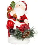 Dekoráció MagicHome Karácsony, Mikulás fenyőággal, LED, terrakotta, 10x8,2x13,7 cm