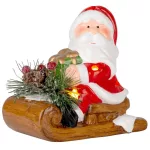 Dekoráció MagicHome Karácsony, Mikulás szánkón, LED, terrakotta, 12,6x8,5x11,5 cm