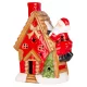 MagicHome karácsonyi dekoráció, házikó Mikulással a tetőn, LED, terrakotta, 27 x 13 x 34 cm