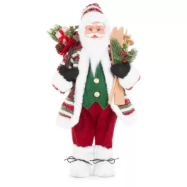   MagicHome karácsonyi dekoráció, Mikulás sítalppal, 46 cm