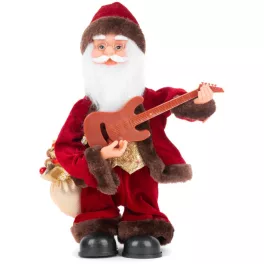   MagicHome karácsonyi dekoráció, Mikulás gitárral, zenélő, 35 cm