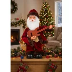 MagicHome karácsonyi dekoráció, Mikulás gitárral, zenélő, 35 cm