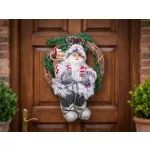 MagicHome karácsonyi dekoráció, koszorúban ülő Mikulás, 30 cm