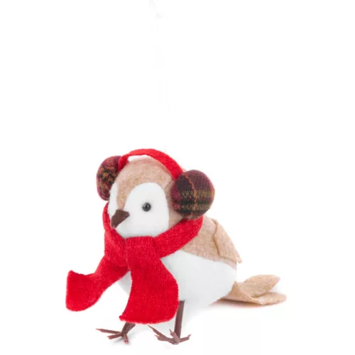 Dísz MagicHome karácsonyi, Madár sállal, 12 cm