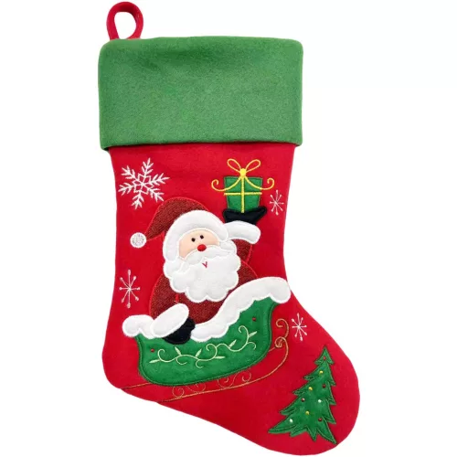 MagicHome karácsonyi dekoráció, Mikulás zokni, 41 cm