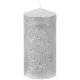 Gyertya MagicHome Karácsonyi, 5,5x12 cm, henger alakú, ezüst, csillámos