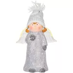 Figura MagicHome, karácsonyi, angyal átlátszó szárnyakkal, LED, terrakotta, 10,5x6,5x14 cm