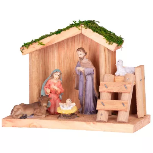 MagicHome karácsonyi dekoráció, Betlehem, fa, poligyanta, 15 cm