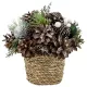 MagicHome Karácsonyi ikebana, natúr, zöld gömbökkel, 19 x 19 cm