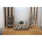 MagicHome Karácsonyi ikebana, natúr, zöld gömbökkel, 19 x 19 cm