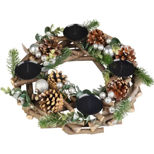 Koszorú MagicHome, karácsonyi, adventi, természetes, 30 cm